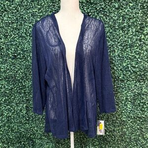 NWT Size XL Navy Blue Sheer Cardigan